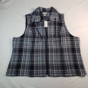 CJ Banks Blue, Black and White Checkered Vest 2X